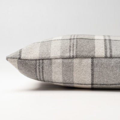 Tartan Check Boudoir Cushion in Slate Grey
