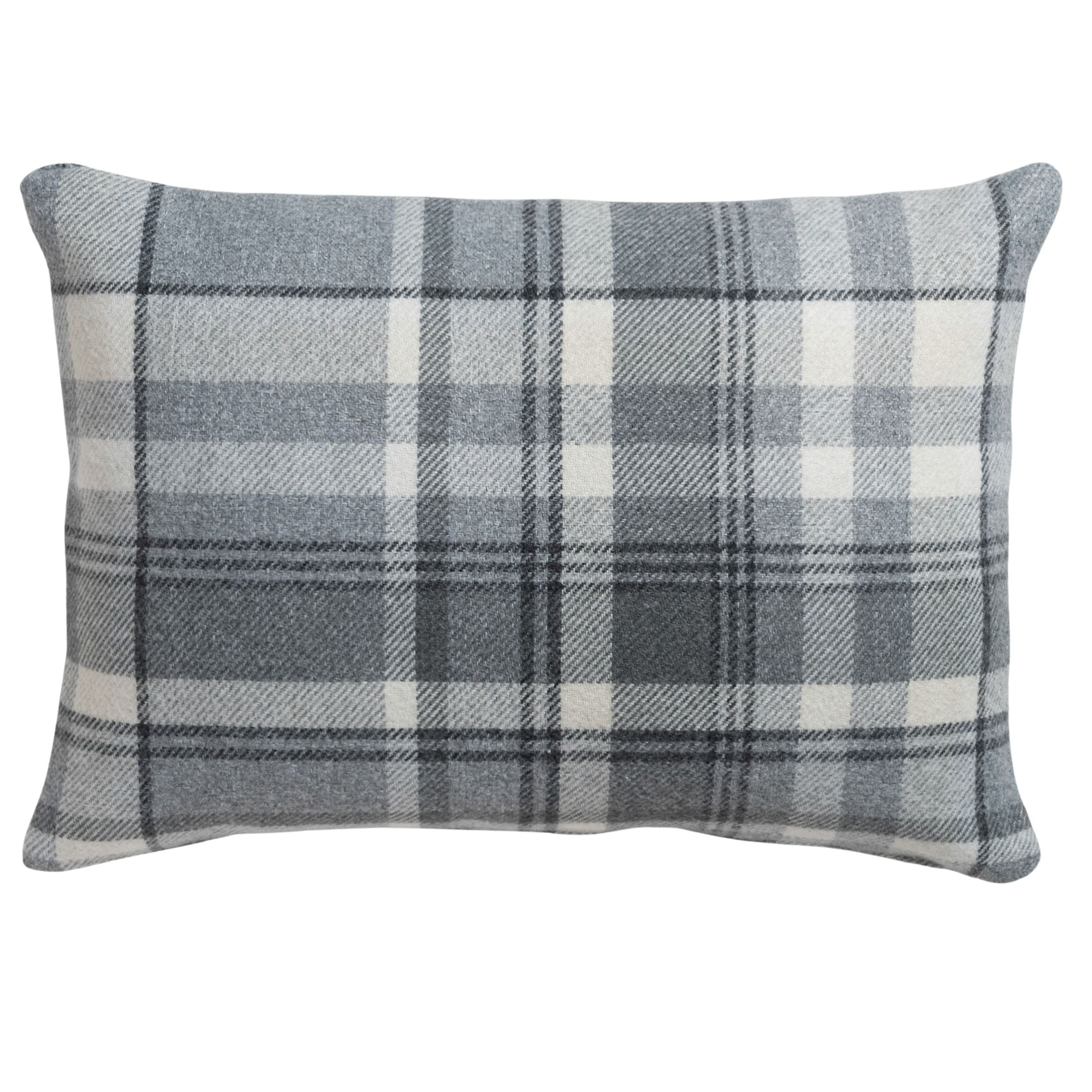 Tartan Check Boudoir Cushion in Slate Grey