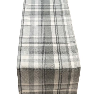 Tartan Check Table Runner in Slate Grey