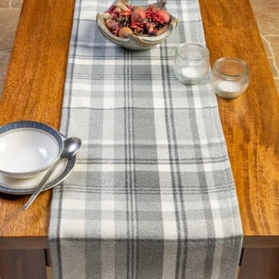 Tartan Check Table Runner in Slate Grey