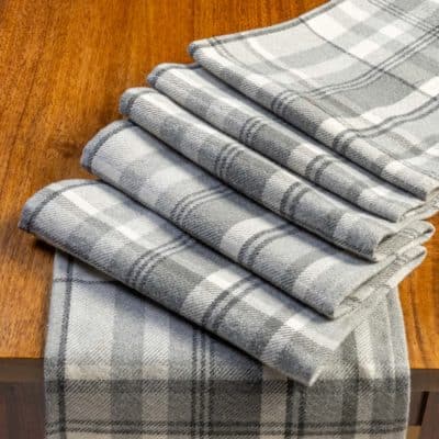Tartan Check Table Runner in Slate Grey