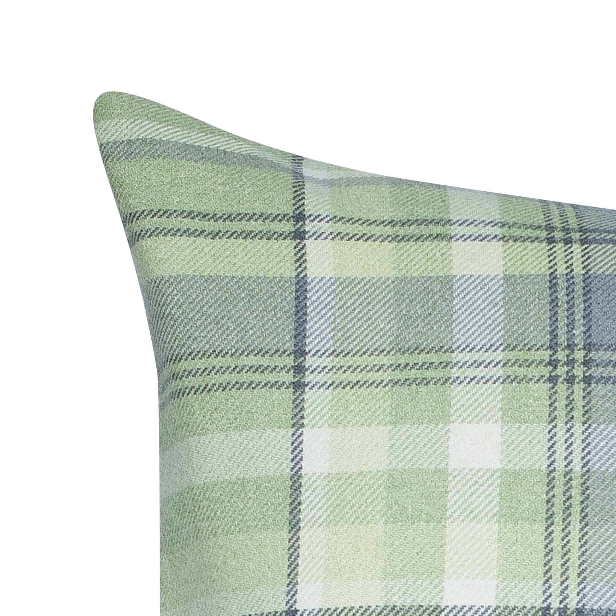 Tartan Check Cushion in Sage Green Linen Loft