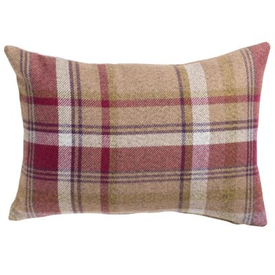 Tartan Check Boudoir Cushion in Heather and Green