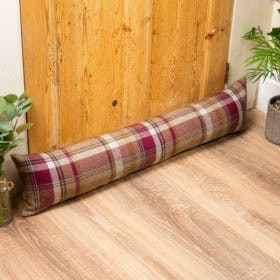 Tartan Check Draught Excluder in Heather and Green