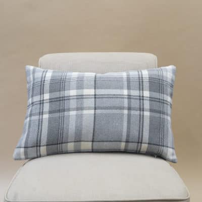 Tartan Check XL Rectangular Cushion in Slate Grey