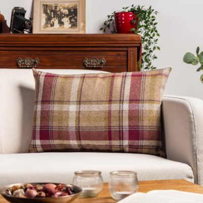 Tartan Check XL Rectangular Cushion in Heather
