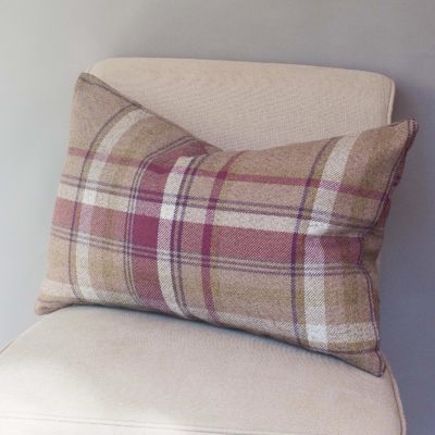 Tartan Check XL Rectangular Cushion in Heather