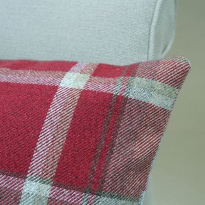 Tartan Check XL Rectangular Cushion in Red