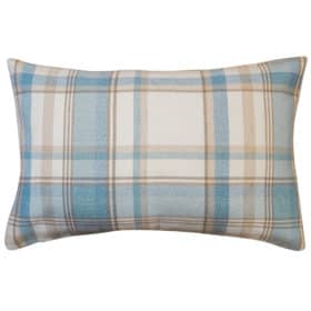 Tartan Check XL Rectangular Cushion in Duck Egg Blue