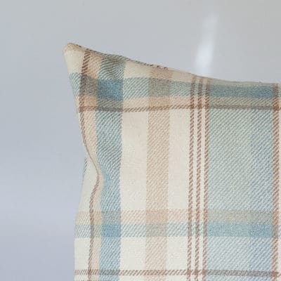 Tartan Check XL Rectangular Cushion in Duck Egg Blue
