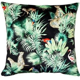 Loreto Rainforest Velvet Cushion in Black