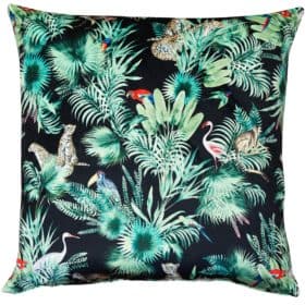 Loreto Rainforest Velvet Extra-Large Cushion in Black