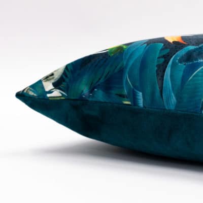 Palm Forest Velvet Cushion in Teal