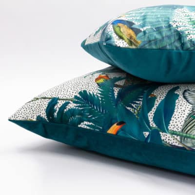 Palm Forest Velvet Cushion in Natural