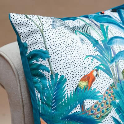 Palm Forest Velvet Extra-Large Cushion in Natural