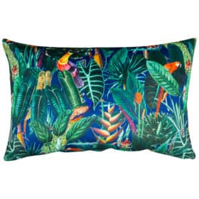 Lima Jungle Birds Velvet XL Rectangular Cushion in Navy