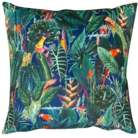 Lima Jungle Birds Velvet Extra-Large Cushion in Navy