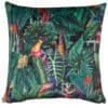 Lima Jungle Birds Velvet Cushion in Black