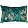 Lima Jungle Birds Velvet XL Rectangular Cushion in Black