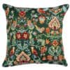 Morris Style Bird Garden Tapestry Cushion in Moss Green