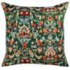 Morris Style Bird Garden Tapestry Extra-Large Cushion in Moss Green