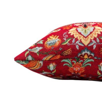Morris Style Bird Garden Tapestry Extra-Large Cushion in Red