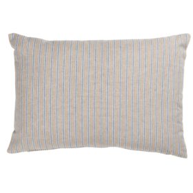 Linen Look Ticking Boudoir Cushion in Denim Blue