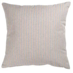 Linen Look Ticking Cushion in Denim Blue