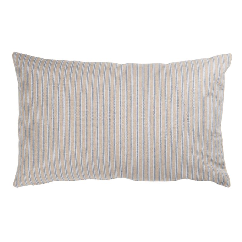 Linen Look Ticking XL Rectangular Cushion in Denim Blue