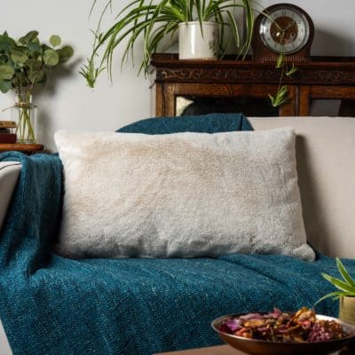 Deluxe Faux Fur XL Rectangular Cushion in Natural