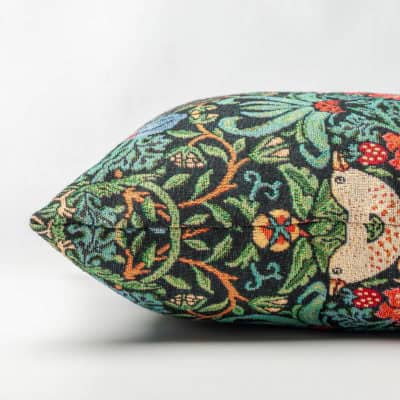 William Morris Strawberry Thief Tapestry Extra-Large Cushion in Black
