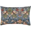 William Morris Strawberry Thief Tapestry XL Rectangular Cushion in Blue