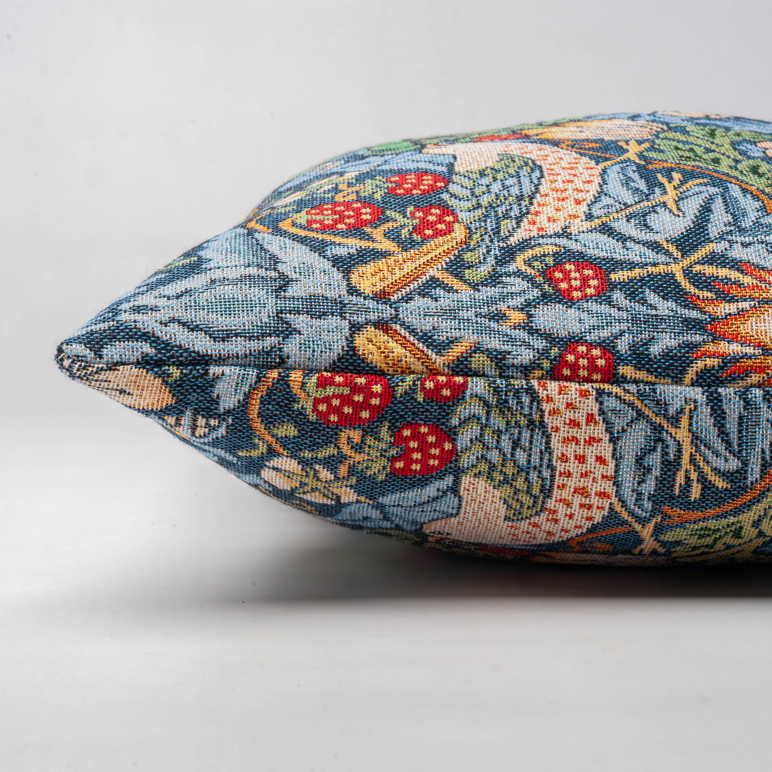 William Morris Strawberry Thief Tapestry XL Rectangular Cushion in Blue