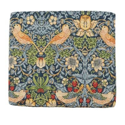 William Morris Strawberry Thief Tapestry Firm Foam Seat Pad in Blue