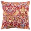 William Morris Strawberry Thief Tapestry Cushion in Red