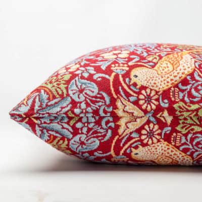 William Morris Strawberry Thief Tapestry Extra-Large Cushion in Red