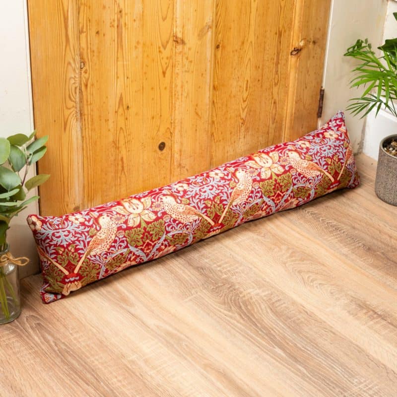 William Morris Strawberry Thief Tapestry Draught Excluder in Red