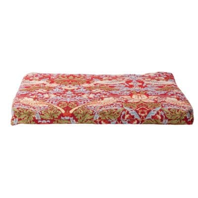 William Morris Strawberry Thief Tapestry Firm Foam Seat Pad in Red