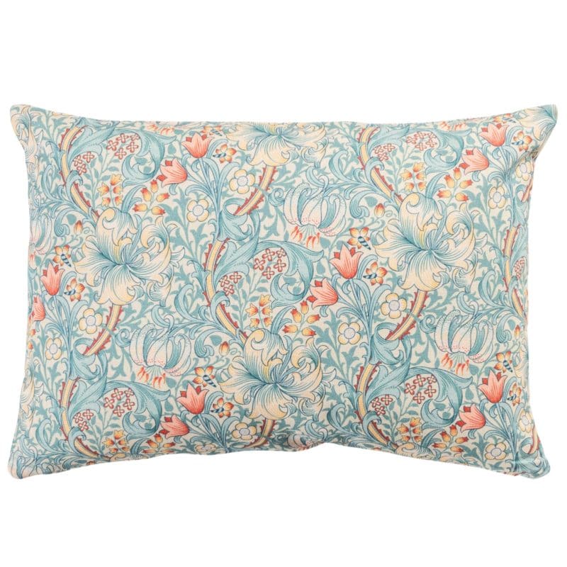 William Morris Golden Lily Boudoir Cushion in Duck Egg Blue