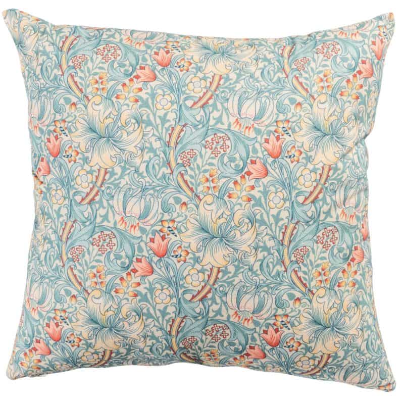 William Morris Golden Lily Cushion in Duck Egg Blue