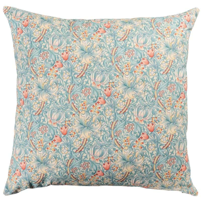 William Morris Golden Lily Extra-Large Cushion in Duck Egg Blue