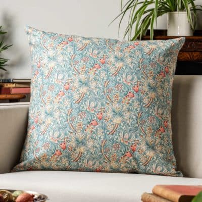 William Morris Golden Lily Extra-Large Cushion in Duck Egg Blue