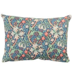 William Morris Golden Lily Boudoir Cushion in Sapphire Blue