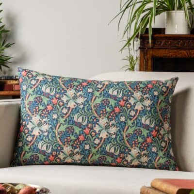 William Morris Golden Lily XL Rectangular Cushion in Sapphire Blue