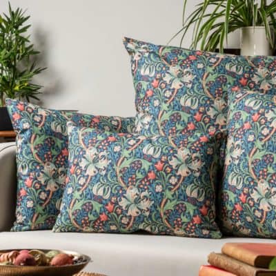 William Morris Golden Lily XL Rectangular Cushion in Sapphire Blue