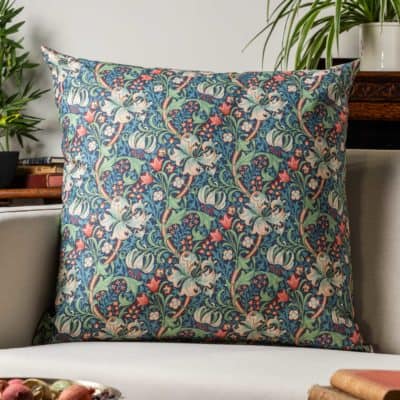 William Morris Golden Lily Extra-Large Cushion in Sapphire Blue