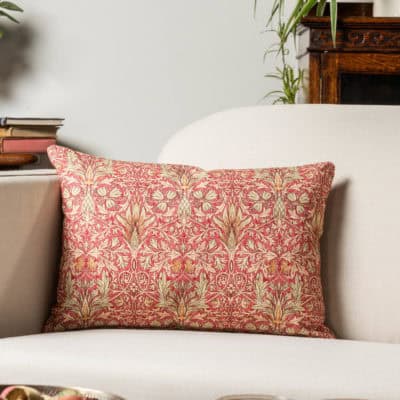 William Morris Snakeshead Boudoir Cushion in Red