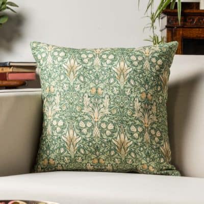 William Morris Snakeshead Cushion in Green