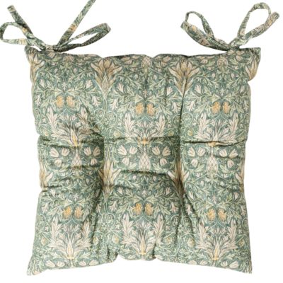 William Morris Snakeshead Quilted Seat Pad in Green