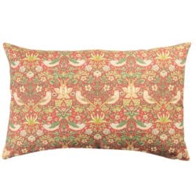 William Morris Strawberry Thief Printed XL Rectangular Cushion in Red